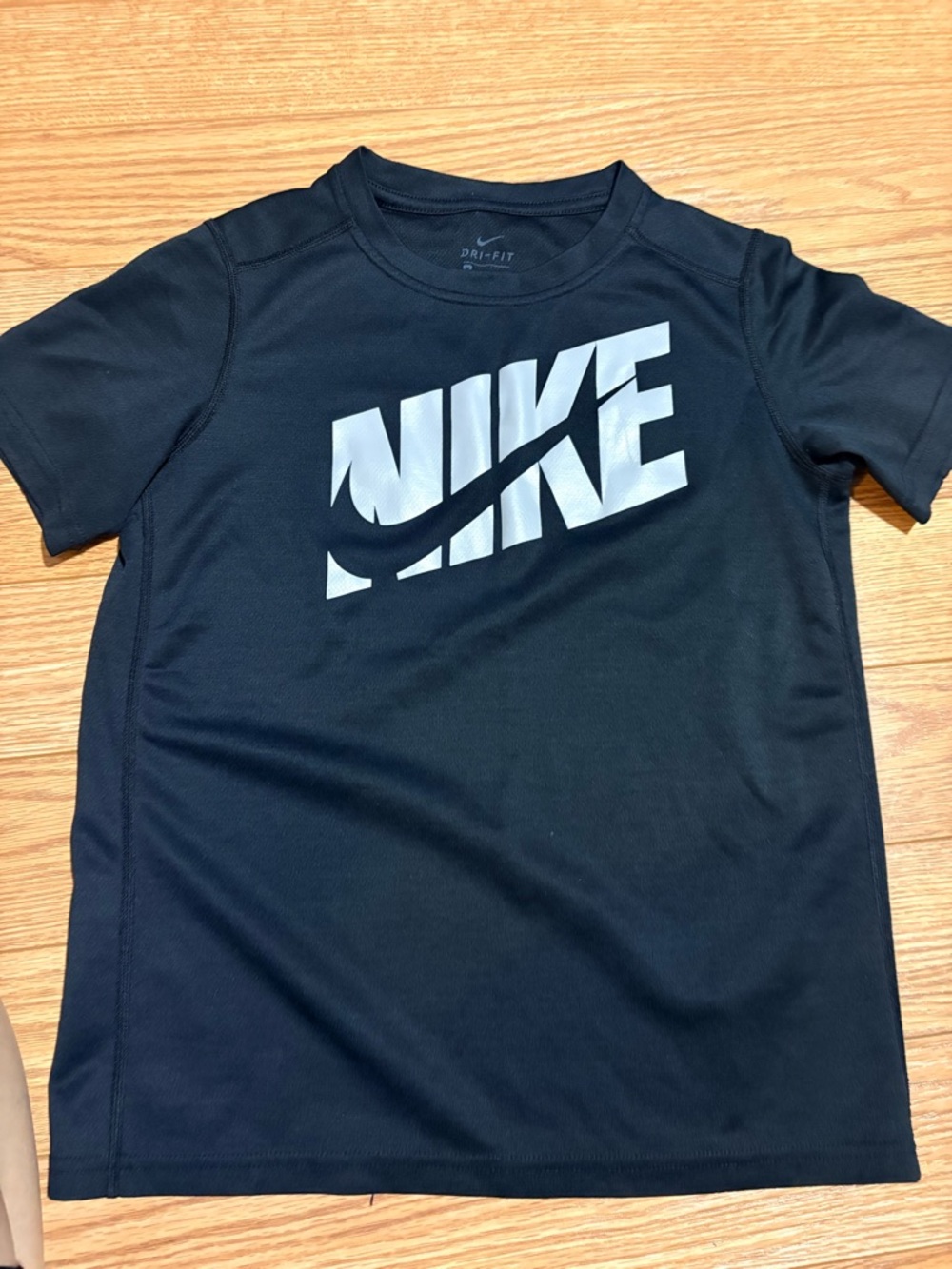 Nike Black Short-Sleeve Dri-FIT Logo Tee with Silver Print
